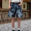3576 Men's 11.8 oz Baggy Loose Graffiti Printing Denim Shorts