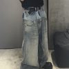 MJ016  Men's 15.5 OZ Y2K Baggy Double Waist Wide Leg Patchwork Jeans