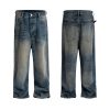 FJ071 Men's 14.6 OZ Mud Vintage Wash Relaxed Straight Jeans
