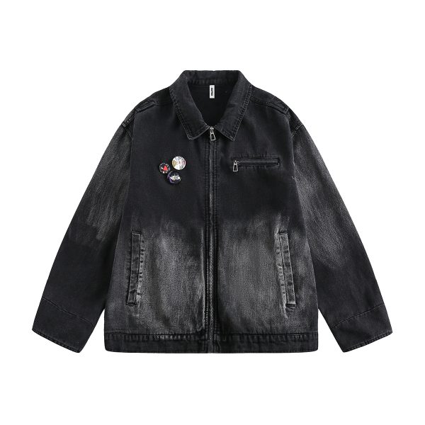 1787656020450925.jpg W121 Men's 14.6 OZ Oversized Zip‑up Pin‑badge Denim Jackets