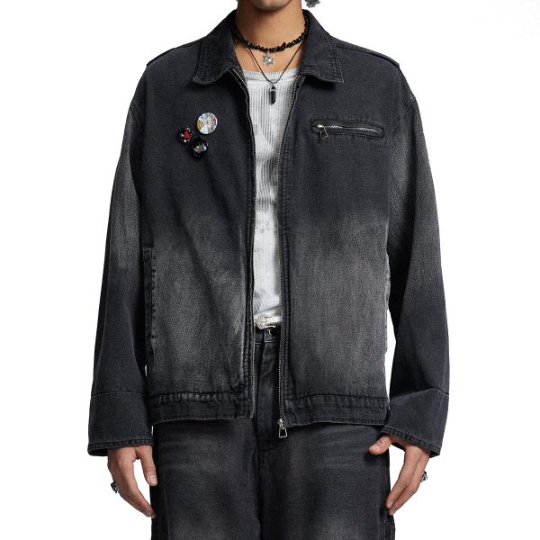 1787656147146691.jpg W121 Men's 14.6 OZ Oversized Zip‑up Pin‑badge Denim Jackets