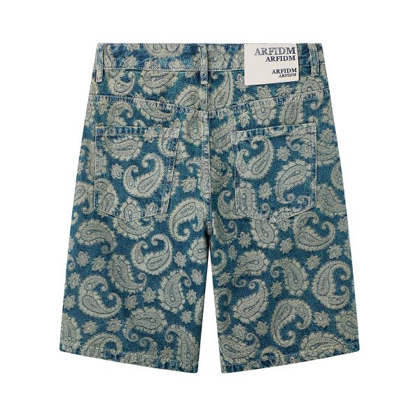 1161 Men's 12.8 OZ 100% Cotton Baggy Paisley Bandana Jacquard Denim Shorts