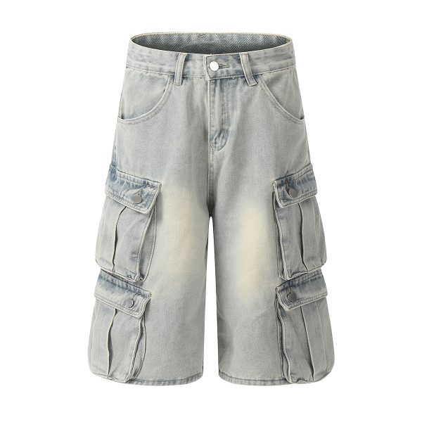 1519 Men's 12.5 OZ Baggy Loose Cargo Capri Cropped Jeans