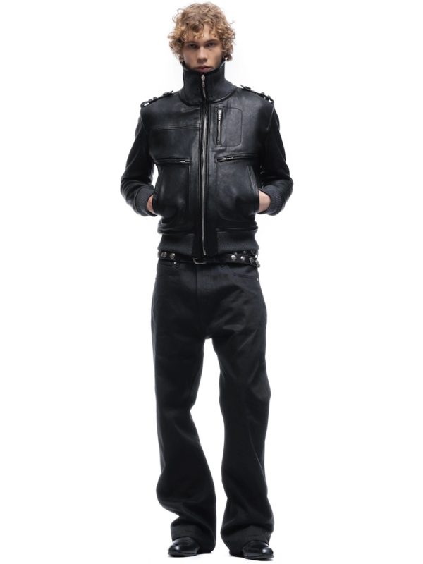 TJ179 Men's 13.6 OZ Oversize Solid Black Raw Denim Loose Jeans