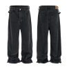 TJ113 Men's Enzyme Stone Wash Charcoal Black Baggy Jeans