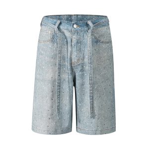 1787829609538906.jpg Q183 Men's 14.5 OZ 100% 3D Digital Printing Rhinestone Baggy Shorts