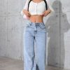 Women's 11.8 OZ Low‑Mid Rise Wide Leg Snow Wash Jeans