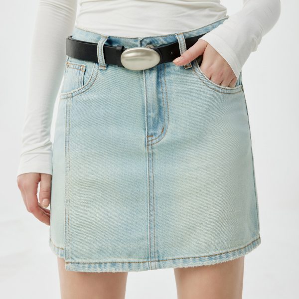 1788126169195747.jpg Women's 11.8 OZ Minimalist A‑line Raw Hem Mini Denim Skirts