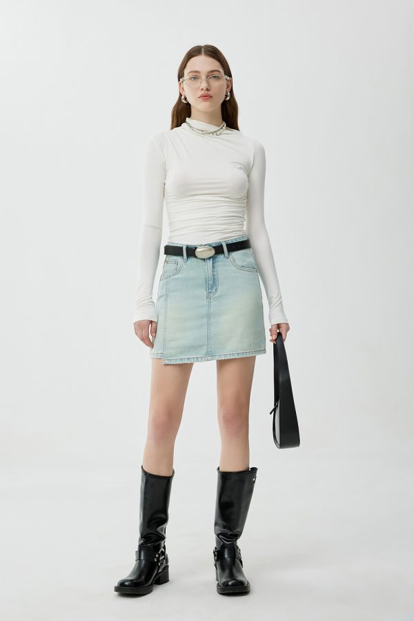 1788126187306357.jpg Women's 11.8 OZ Minimalist A‑line Raw Hem Mini Denim Skirts