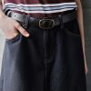 1788126765760983.jpg Women's 12.8 OZ High Rise Minimalist A‑line Midi Denim Skirts