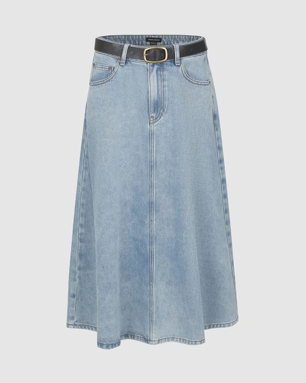 1788126797123914.jpg Women's 12.8 OZ High Rise Minimalist A‑line Midi Denim Skirts