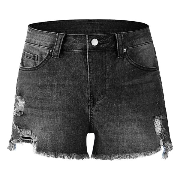 1788128164840705.jpg Women's 10.8 OZ High Rise Ripped Distressed Raw Hem Denim Shorts