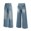 1788142822466580.jpg Women's 12.8 OZ Stretch High Rise Faded Wash Wide Leg Flap Back Pockets Jeans
