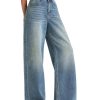 1788142842361757.jpg Women's 12.8 OZ Stretch High Rise Faded Wash Wide Leg Flap Back Pockets Jeans