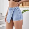 35816 Women's 10.8 OZ Y2K Stretch Silver Metal Studs Denim Skort