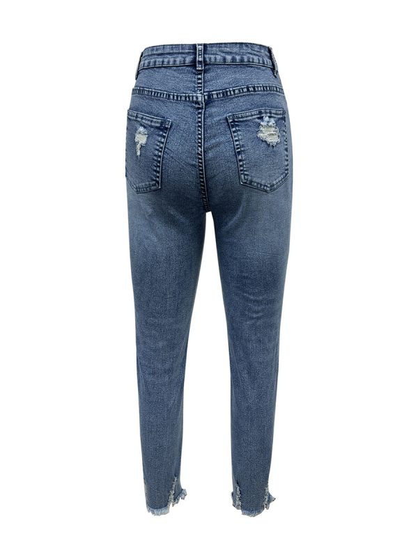 1788167420283608.jpg Women's 11.8 OZ High Rise Distressed Ankle Length Cropped Destroyed Ripped Skinny Jeans