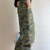 CAMO001 Men's Skate Camo Distressed Cargo Ripped Wide Leg Pants