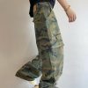 CAMO001 Men's Skate Camo Distressed Cargo Ripped Wide Leg Pants