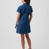 1788718251571339.jpg 10.5 OZ Big Girls Short Sleeve Western Casual Preppy Stretch Denim Shirt Dresses