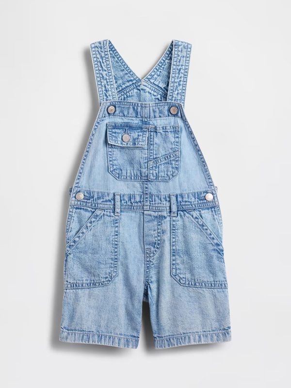 1788749722665991.jpg Toddler Boys 9.6 OZ Light Acid Wash Cargo Denim Short Overalls Shortalls