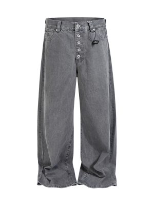 1788826812293977.jpg ZJ089 Men's 13.2 OZ Washed Grey Raw Denim Jeans