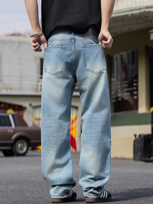N0108 Men's 13.8 oz Laser Etching Regular Straight Jeans