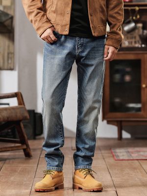 1788827701962386.jpg 5067 Men's 12.8 OZ Selvedge Slim Fit Straight Denim Jeans