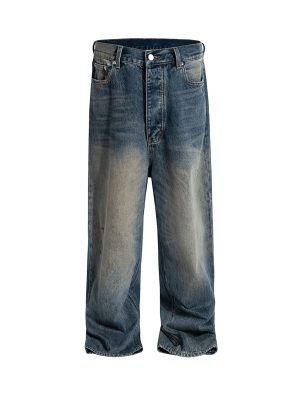 FJ071 Men's 14.6 OZ Mud Vintage Wash Relaxed Straight Jeans