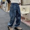 6803 Men's 13.6 OZ All‑Over Laser Etching Relaxed Straight Jeans