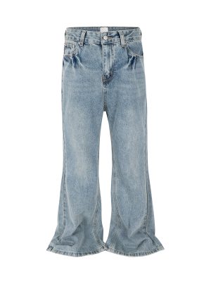 T-GJ019  Men's 13.5 OZ High Rise Light Stone Wash Flare Jeans