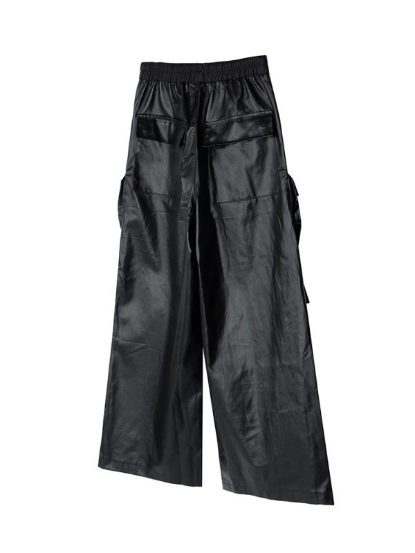8404 Men's Baggy Matte Coated Drawstring Waist Cargo Pants