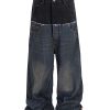 MJ016  Men's 15.5 OZ Y2K Baggy Double Waist Wide Leg Patchwork Jeans