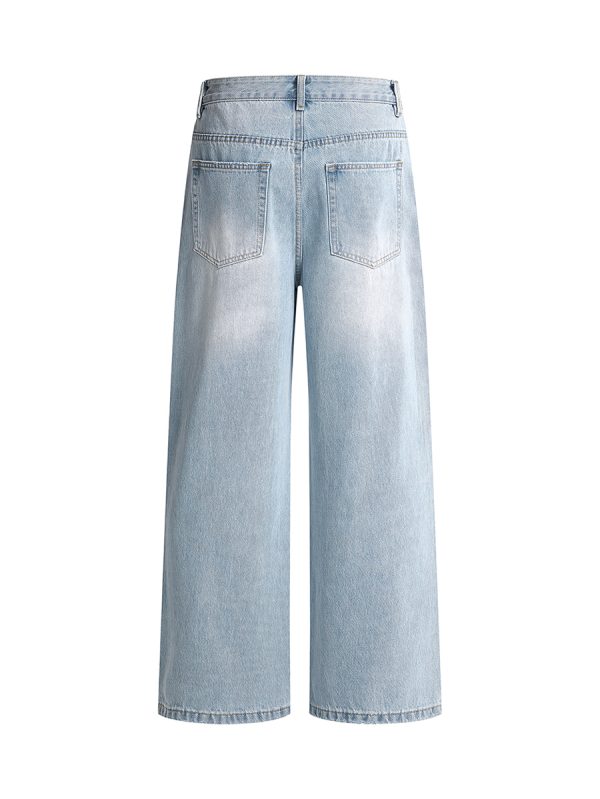 H3825 Men's 12.2 OZ High Rise Vintage Enzyme Stone Wash Ripped Jeans