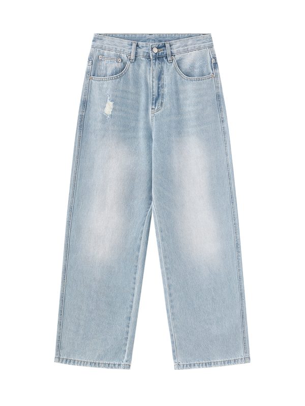 H3825 Men's 12.2 OZ High Rise Vintage Enzyme Stone Wash Ripped Jeans