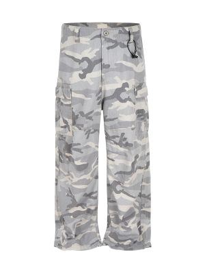 ZJ113  Men's 100% Cotton Baggy Military Snow Camo Cargo Pants