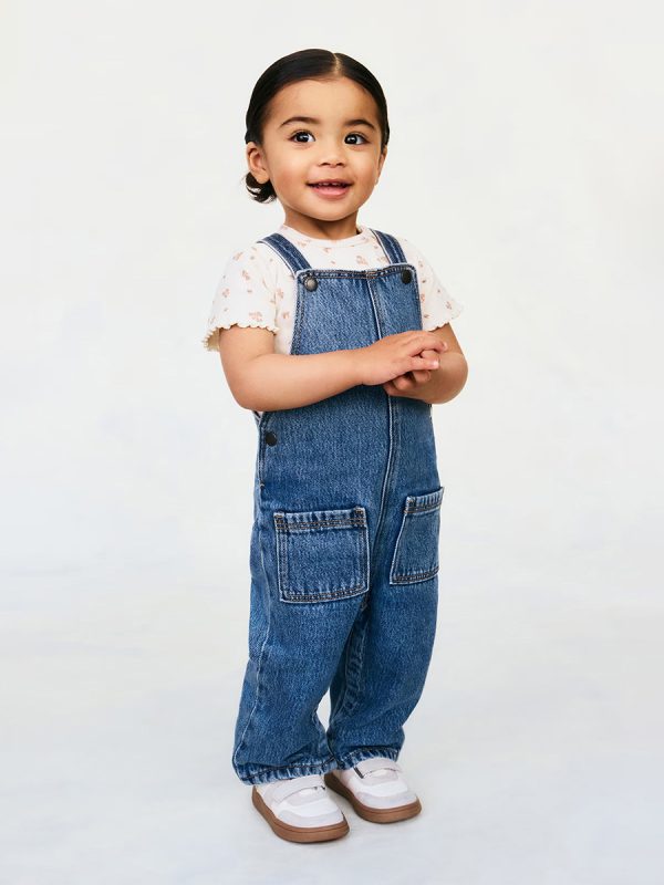 Baby Girls 9 OZ Lyocell Bib Denim Overalls