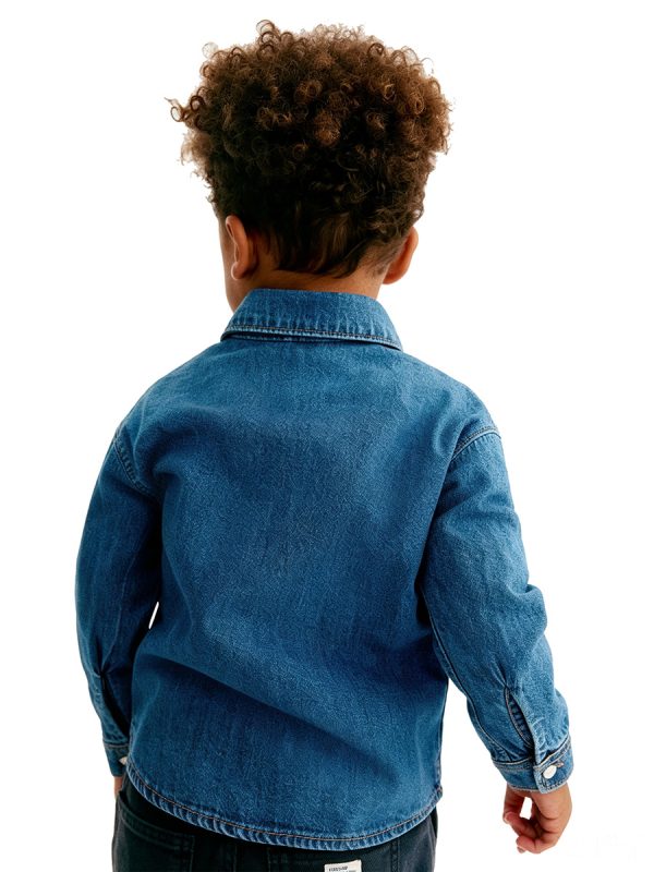 Baby Boys 6.6 OZ Classic Minimal Casual 100% Cotton Long Sleeve Denim Shirts