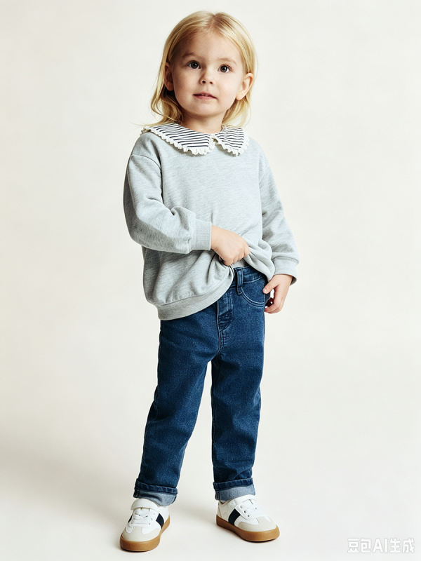 Toddler Girls 9 OZ Minimalist Stretch Slim Fit Straight Leg Rolled Cuff Jeans