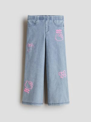 HMKD022  Denim-Look Wide-Leg Jeggings  Cotton 75%, Polyester 19%, Spandex 6%  2-8