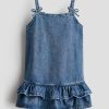 HMKD031  Bow-Detail Denim Dress  Cotton 100%   2-8