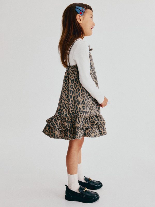 HMKD031  Bow-Detail Denim Dress  Cotton 100%   2-8