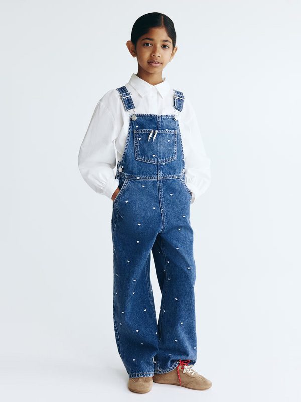 HMKD032  Patterned denim dungarees  Cotton 100%  2-8