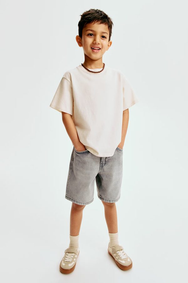HMKD029  Loose-Fit Denim Shorts  100% Cotton  2-8
