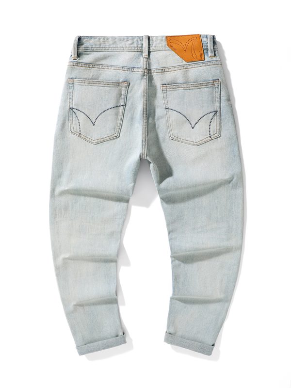JK0351  Men's  Pale Light Bleach Stone Wash Slightly Tapered Jeans