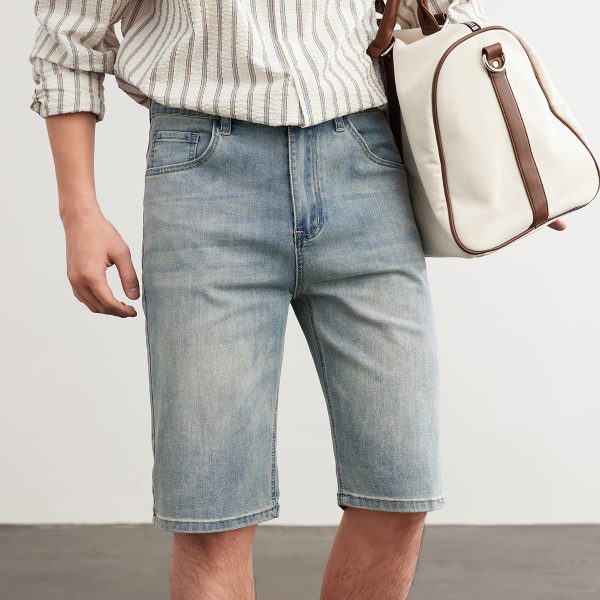 1789957773404606.jpg D501 Men's 10.8 OZ Slim Straight Fit Denim Bermuda Shorts Jorts