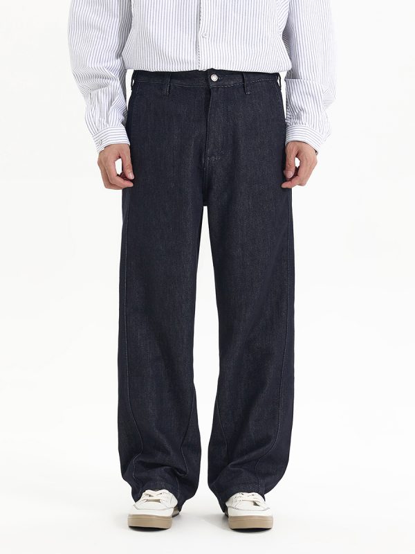 1790215923684445.jpg DK3057 Men's 12 OZ Dark Blue Black Raw Denim Relaxed Straight Jeans