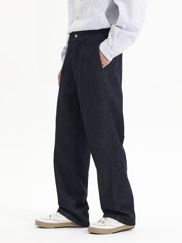 1790215935469244.jpg DK3057 Men's 12 OZ Dark Blue Black Raw Denim Relaxed Straight Jeans