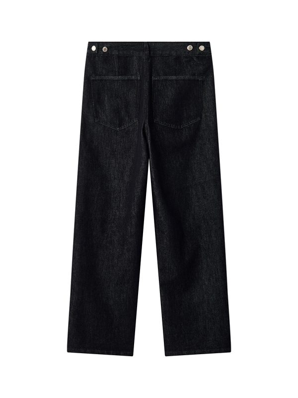 1790215952436227.jpg DK3057 Men's 12 OZ Dark Blue Black Raw Denim Relaxed Straight Jeans
