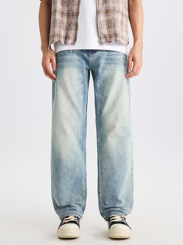 1790235048149564.jpg DZ2017 Men's 11.8 OZ Light Vintage Faded Wash Regular Straight Jeans