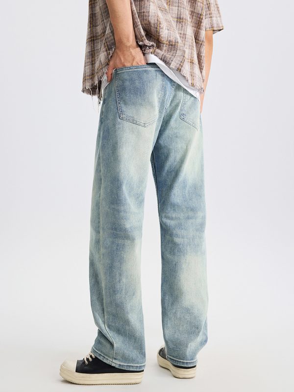 1790235174720891.jpg DZ2017 Men's 11.8 OZ Light Vintage Faded Wash Regular Straight Jeans